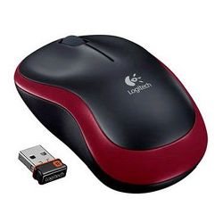 Logitech M185 Wireless Notebook Mouse, USB Nano Receiver, Black/Red Logitech M185 Wireless Notebook Mouse, USB Nano Receiver, Black/Red